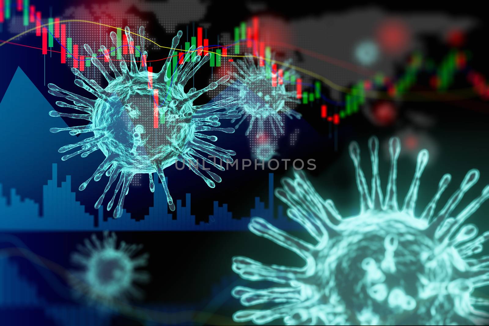 Coronavirus Disease Effect to Global Stock Market and Economic, Financial Investment Crisis From Coronavirus Pandemic and Falling Down of Global Stock Markets. World Economy Downturn With Coronavirus
