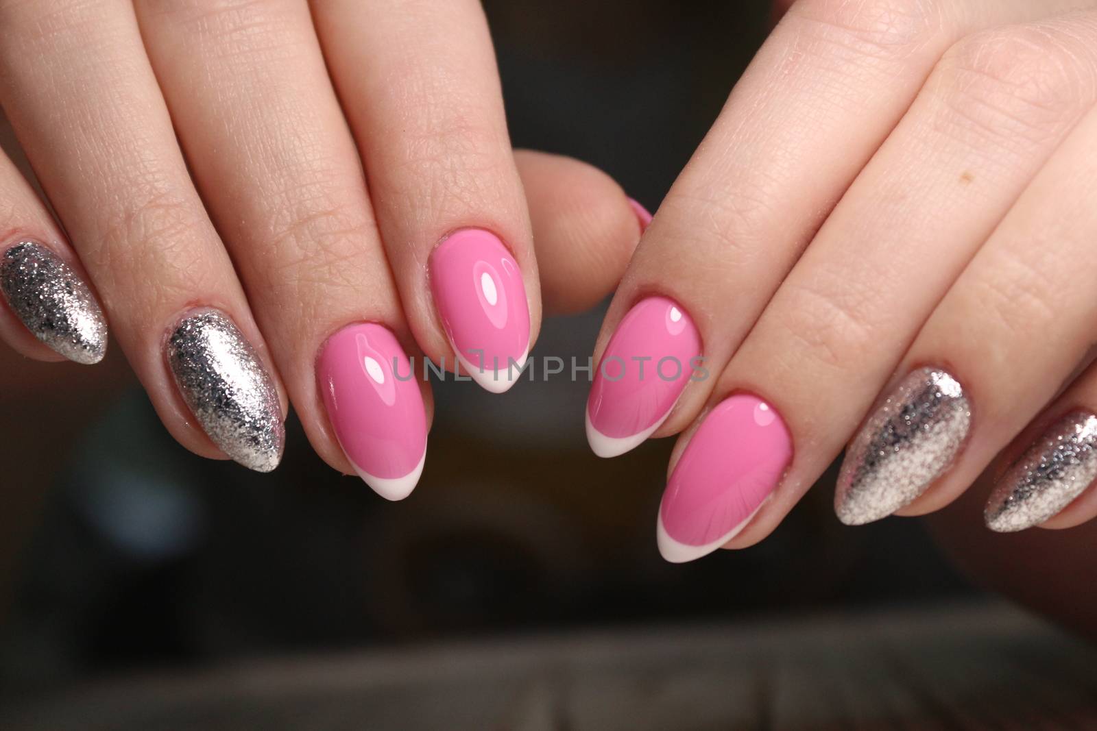 stylish design of manicure on long beautiful nails