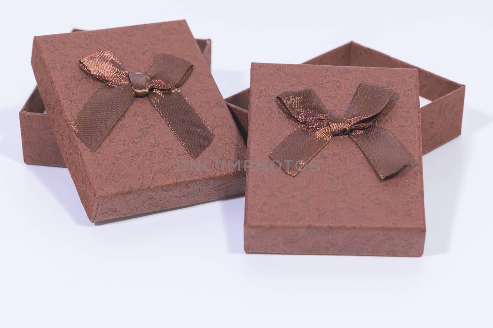 Dark brown gift box In the white background