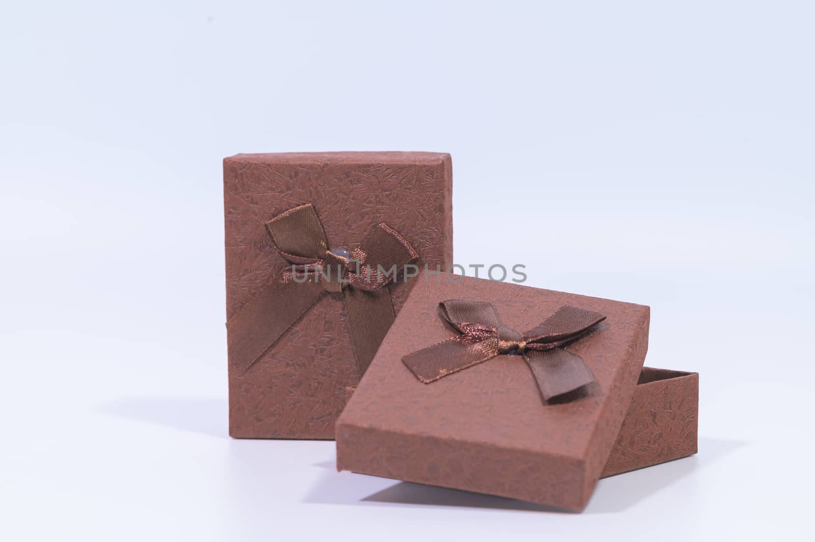 Dark brown gift box In the white background