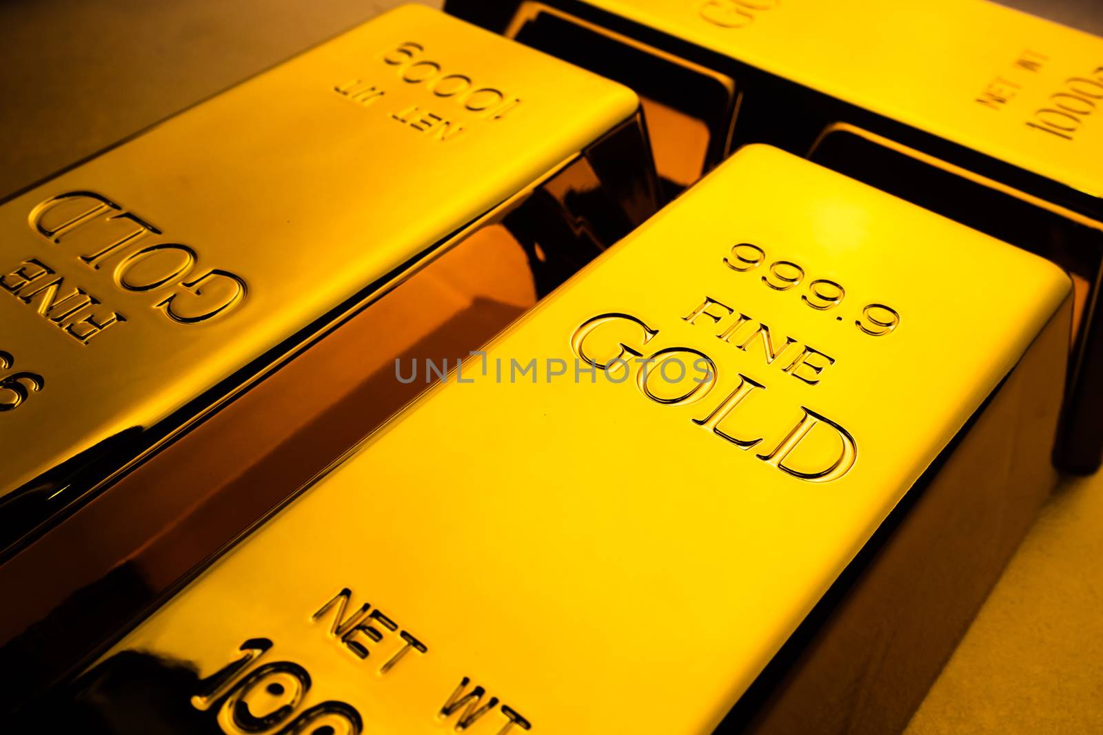 Close up of gold bars. financial concept by ronnarong