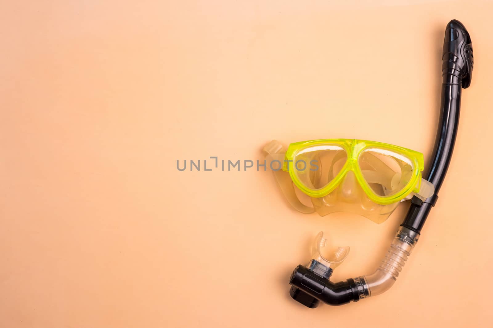Top view of Snorkel on a color background. by ronnarong