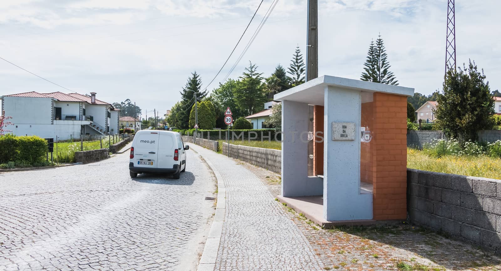 View of a bus stop in vila cha, portugal by AtlanticEUROSTOXX