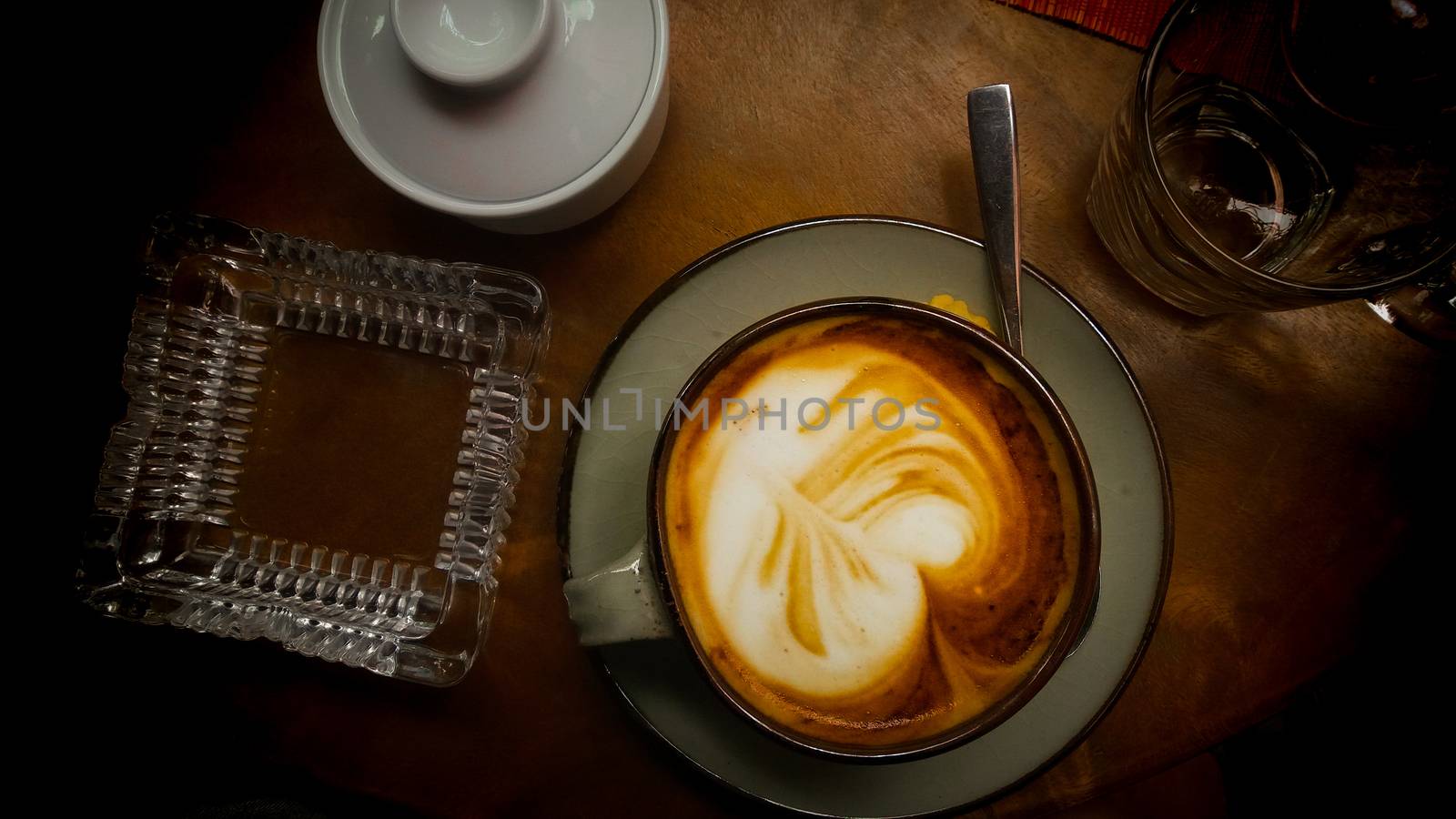 Top view of a cup of cappuccino by Sonnet15