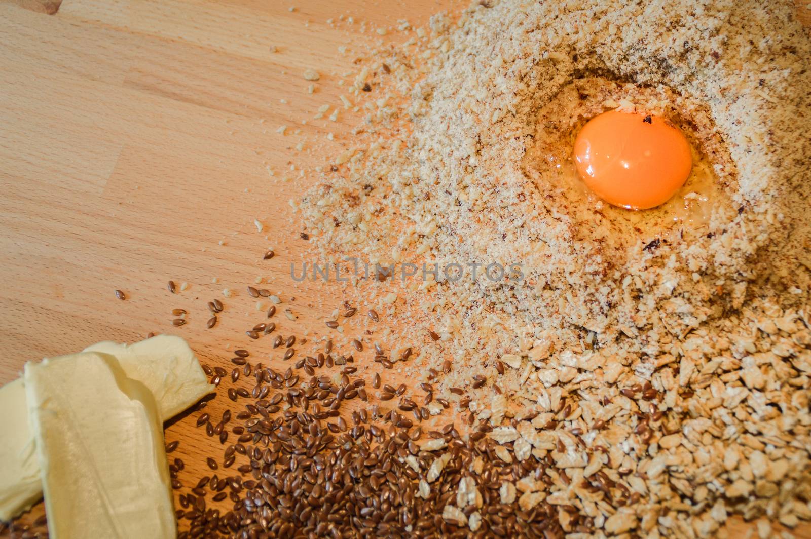 Egg and millet flour, ingredient for baking gluten-free bread