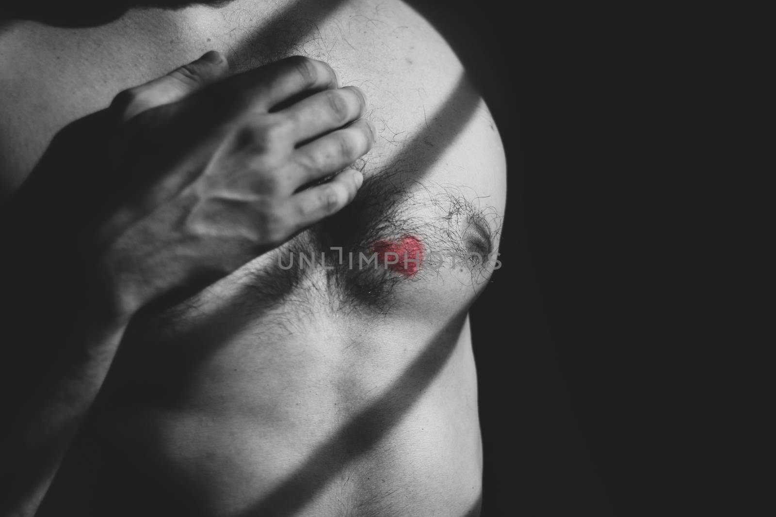 Heart Drawing on a man's Chest by Sonnet15