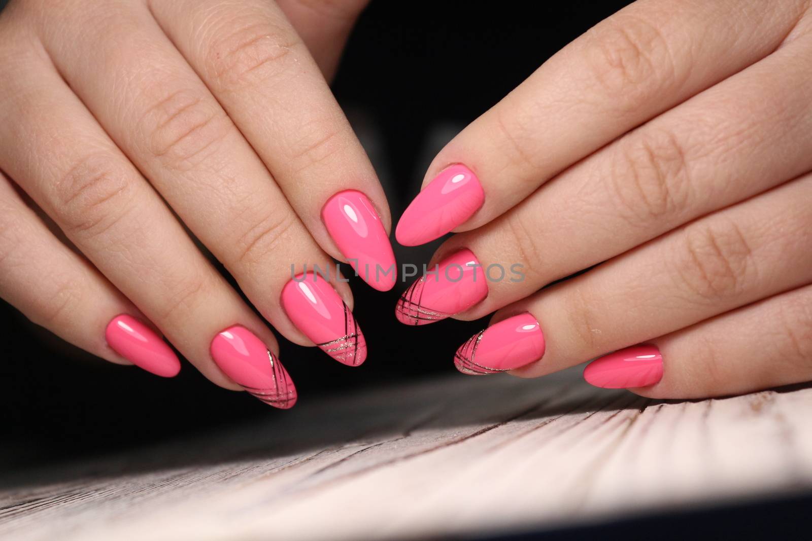 stylish design of manicure on long beautiful nails