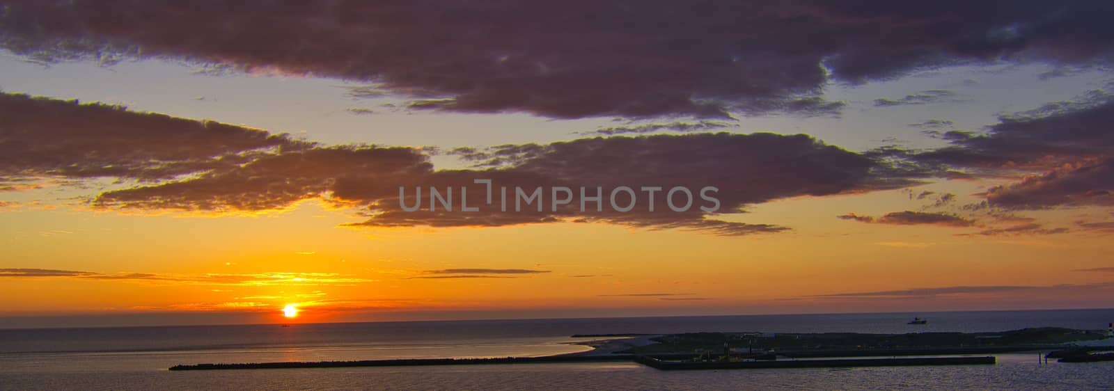 Heligoland - look on the island dune - sunrise over the sea