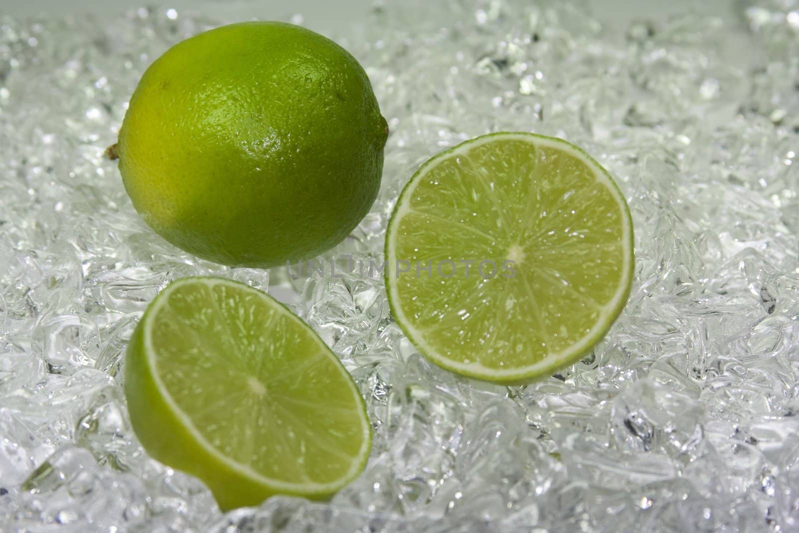 fresh lime on cold ice