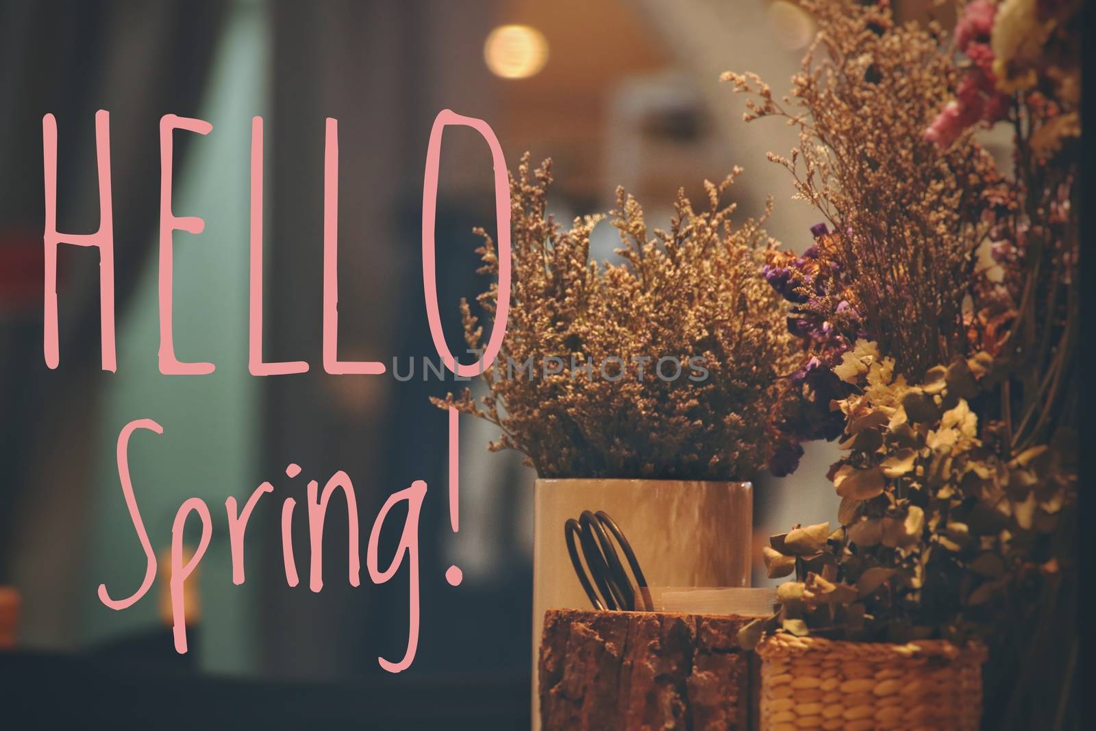 Hello Spring typography background to welcome the coming of Springtime season