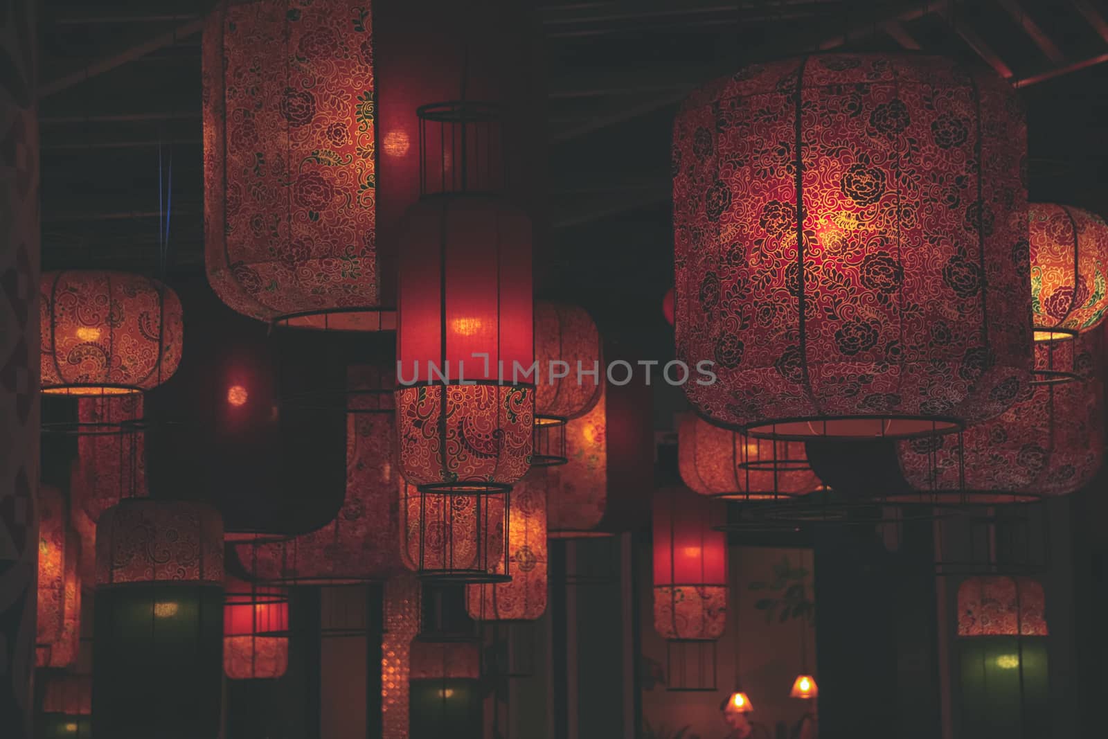 Beautiful lantern decoration during the Mid-Autumn Festival or Moon Cake Festival in Penang Malaysia