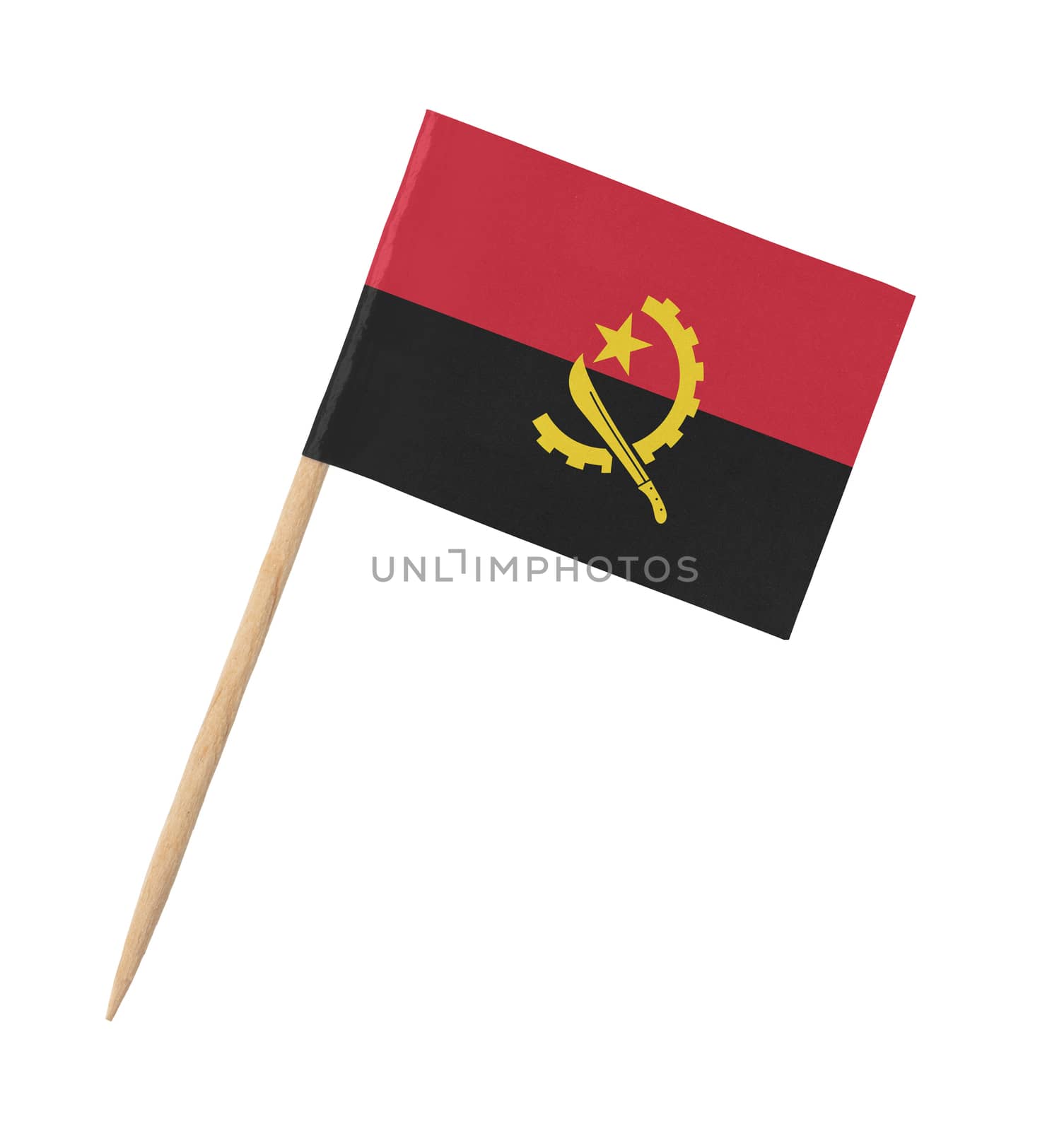 Small paper Angolan flag on wooden stick by michaklootwijk