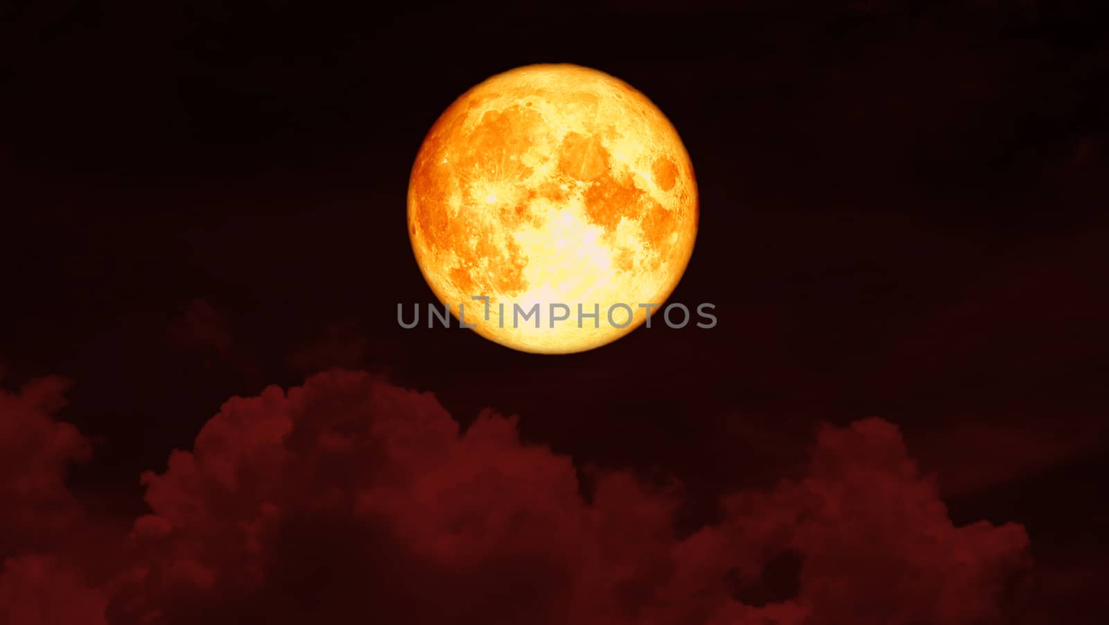 Super full strawberry blood moon and night red sky, Elements of this image furnished by NASA