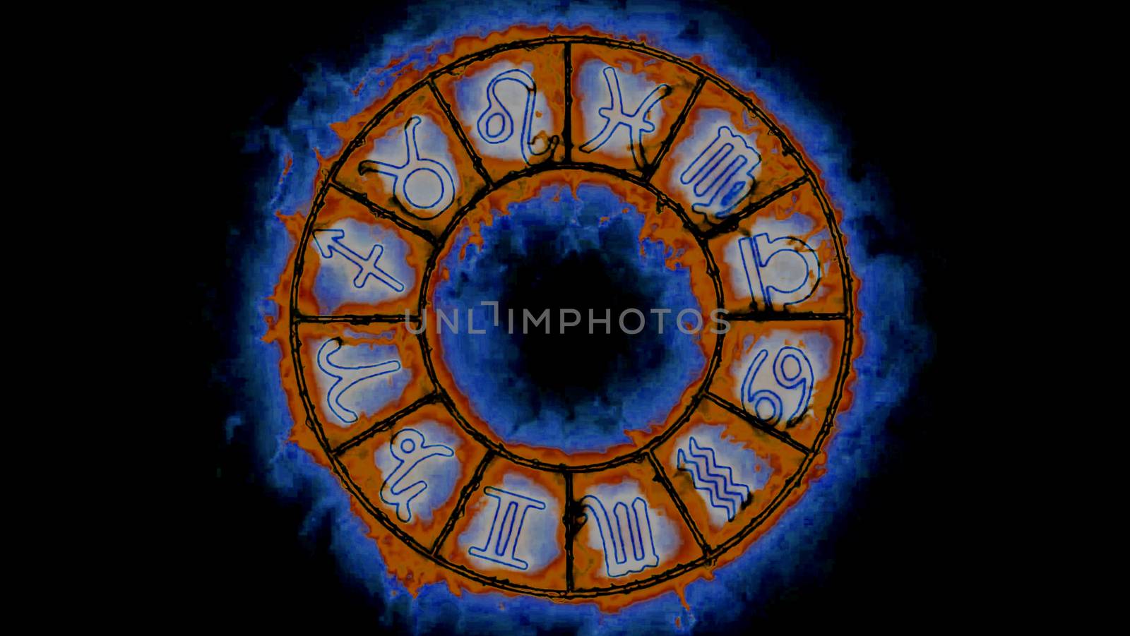 abstract zodiac twelve sign in the flame slot cycle on black scr by Darkfox