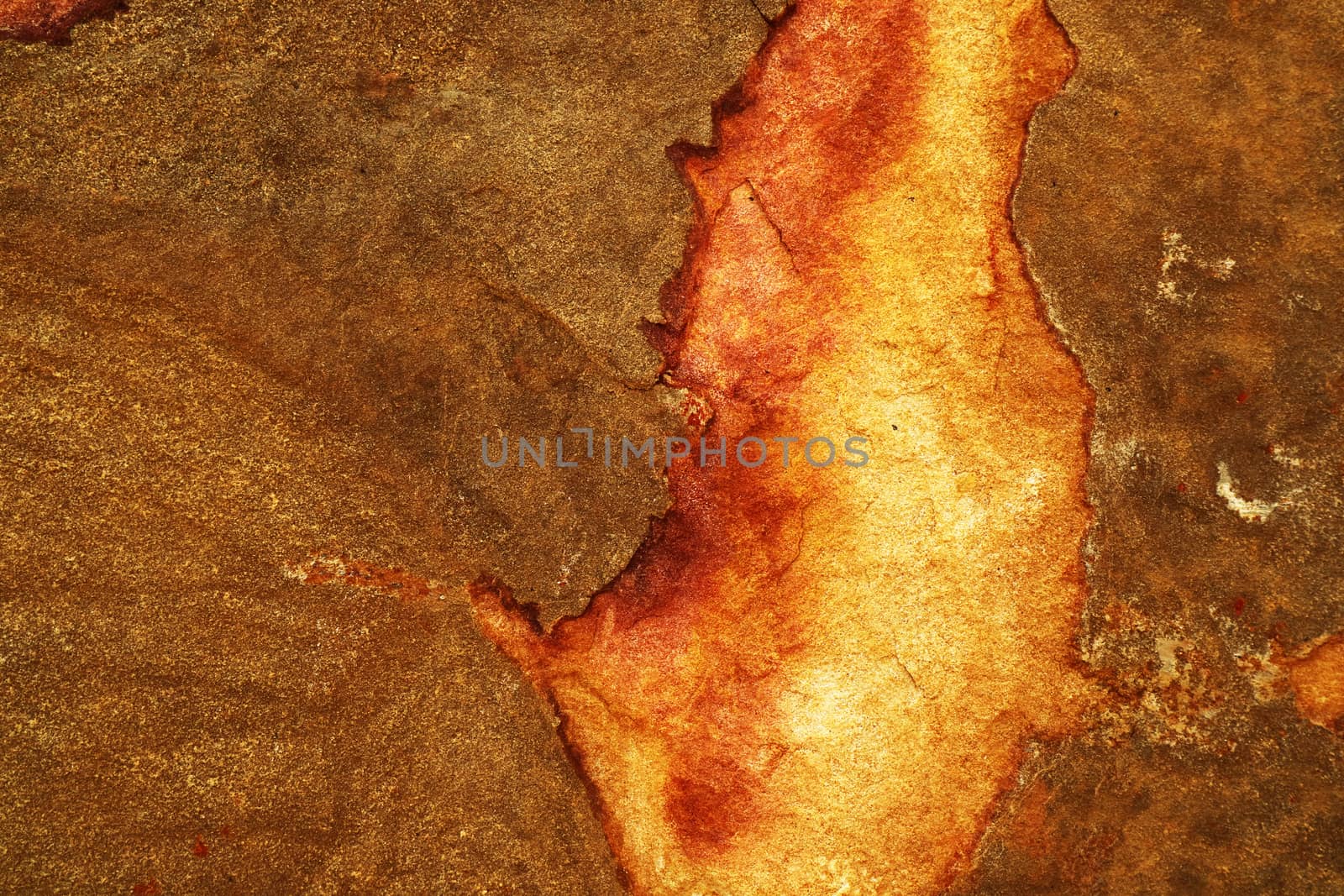heavy rust copper and broken granite stone surface of cave for interior wallpaper and background