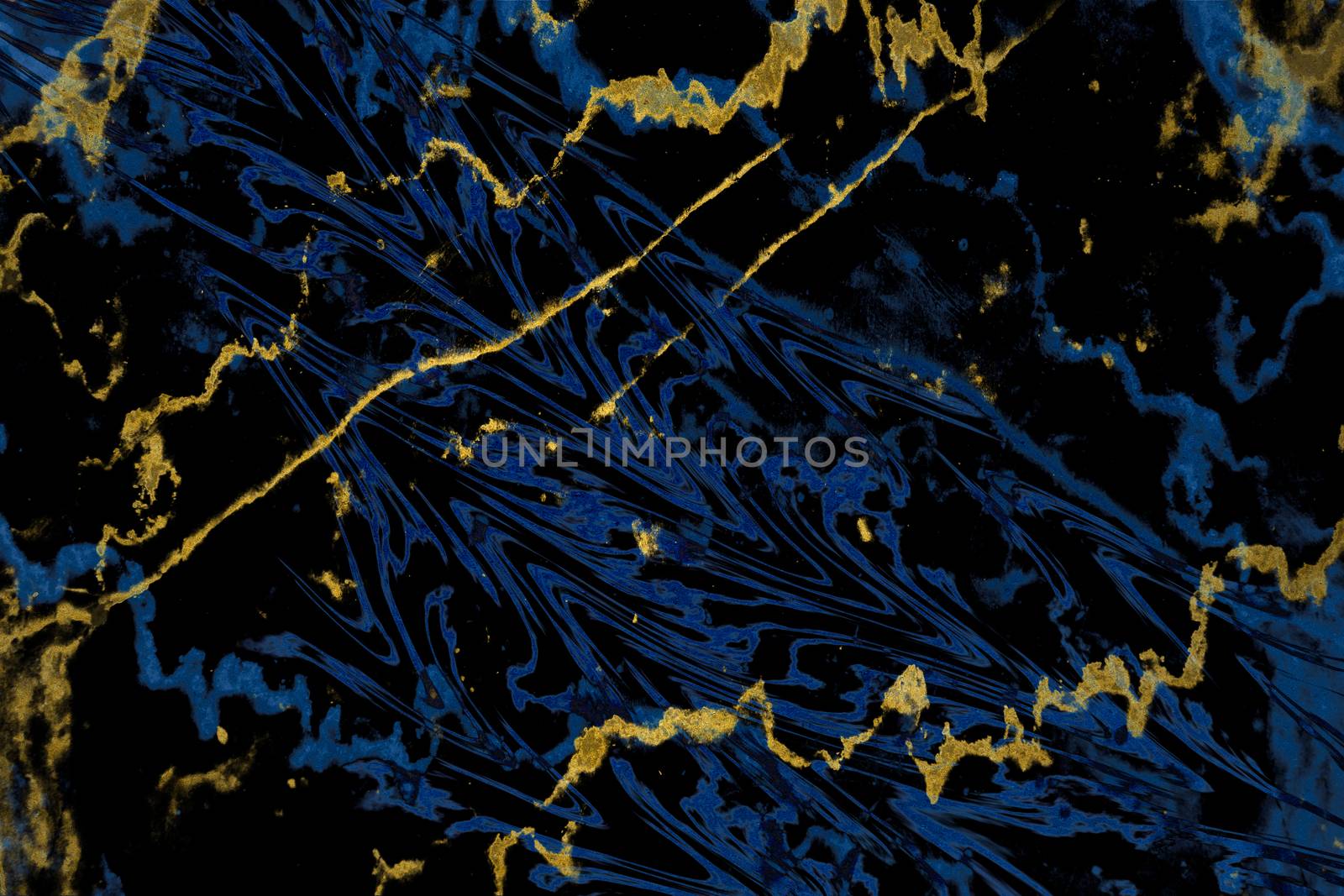 mineral gold line on dark blue marble surface of cave for interior wallpaper and background