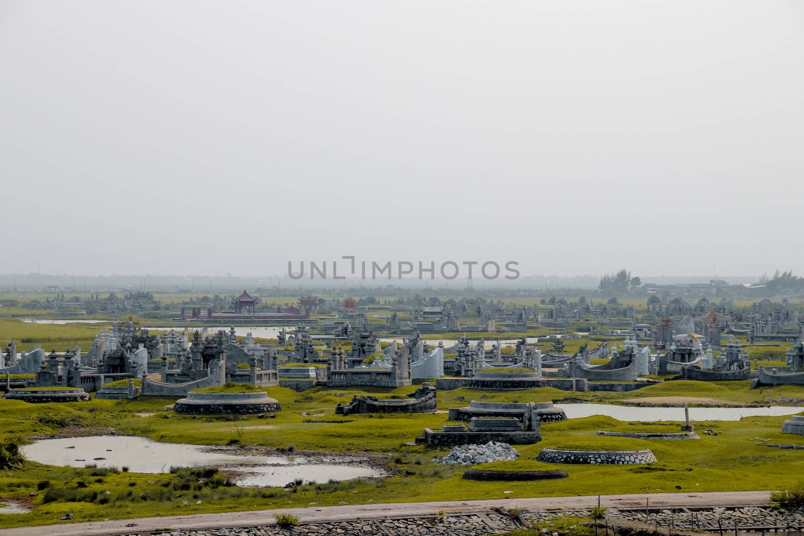 Chinese public cemetery beside the sea in Hue, Vietnam