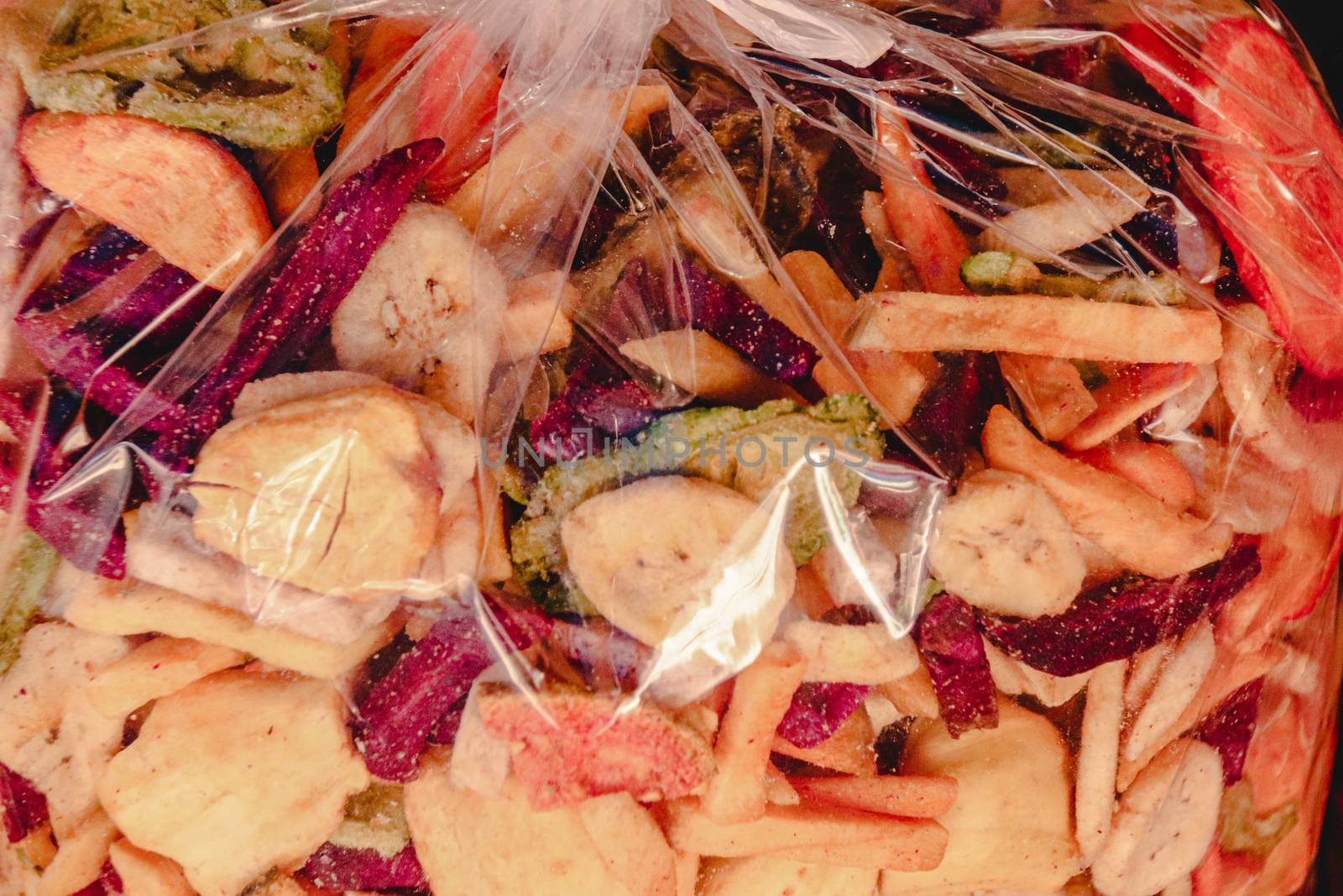 Close up of assorted dried fruits which is a popular healthy snack in Vietnam