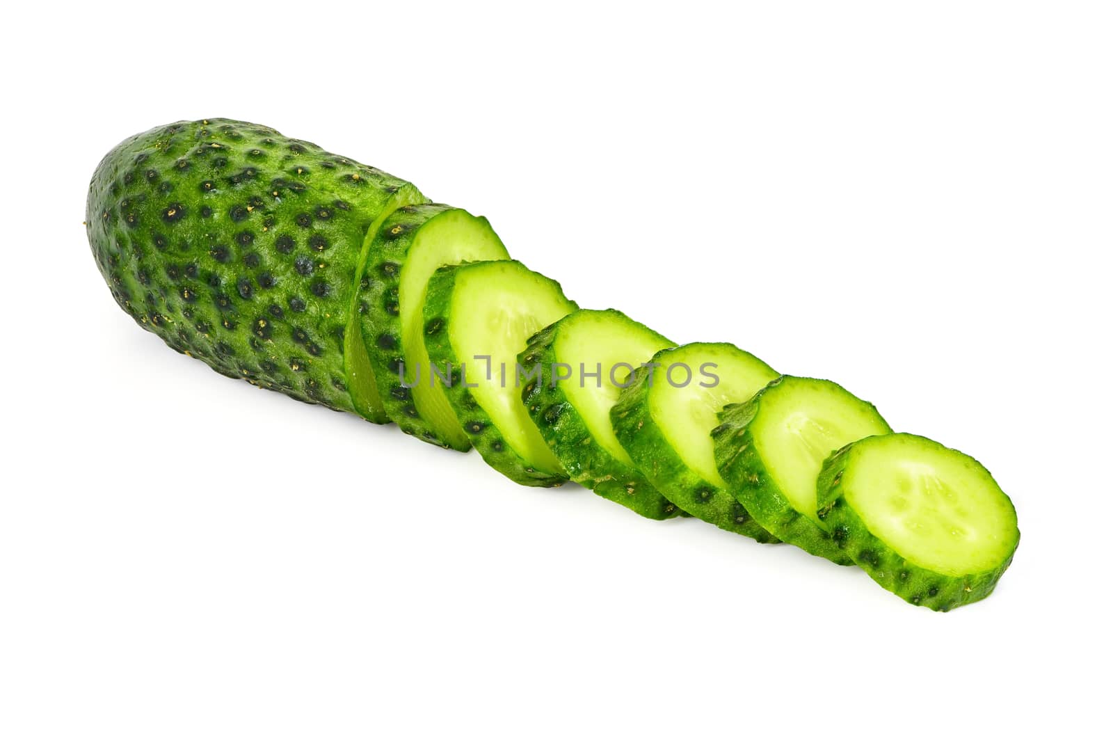 Sliced cucumber on white background by mkos83