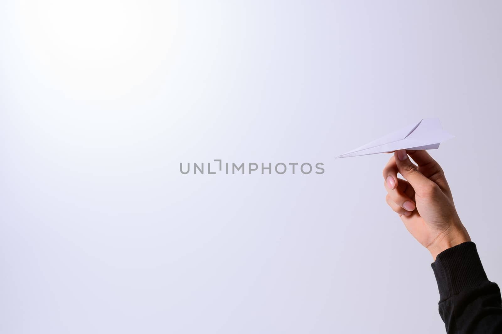 Folding paper rocket handle Against a white background