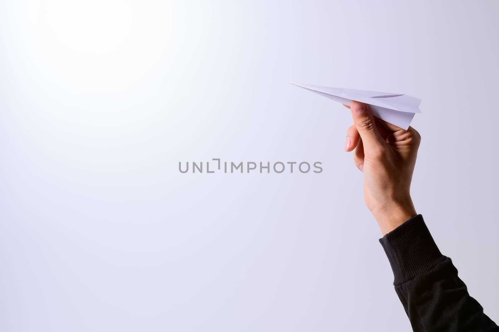 Folding paper rocket handle Against a white background
