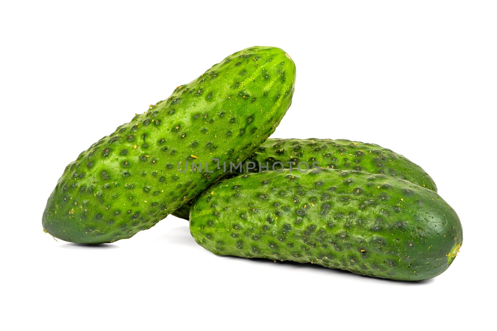 Fresh cucumbers isolated on white background with clipping path