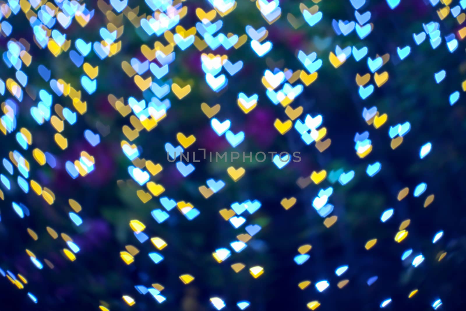 abstract blur bokeh heart shape love valentine day on tree in garden night light