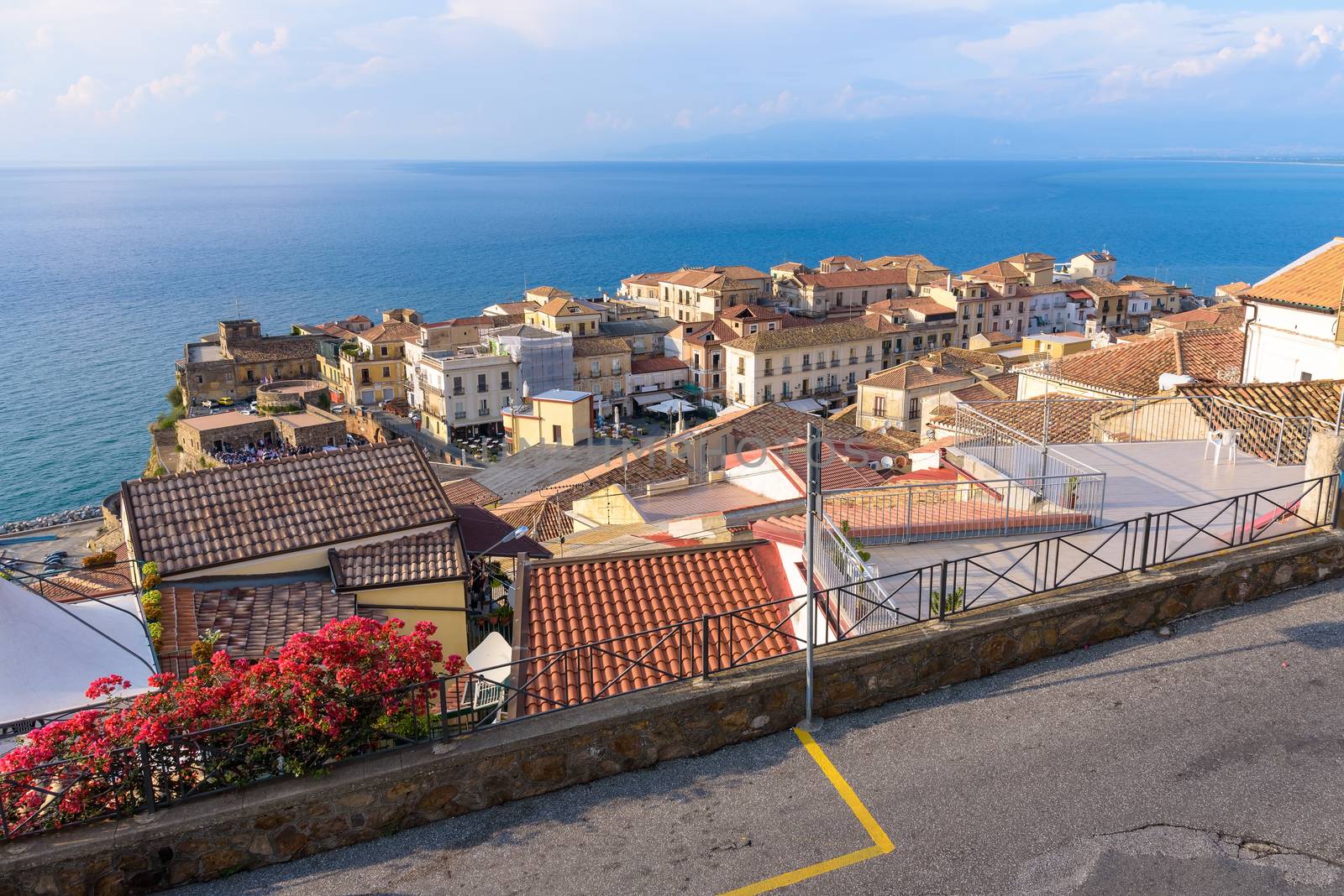 Aerial view of rooftops of Pizzo town in Calabria, southern Italy