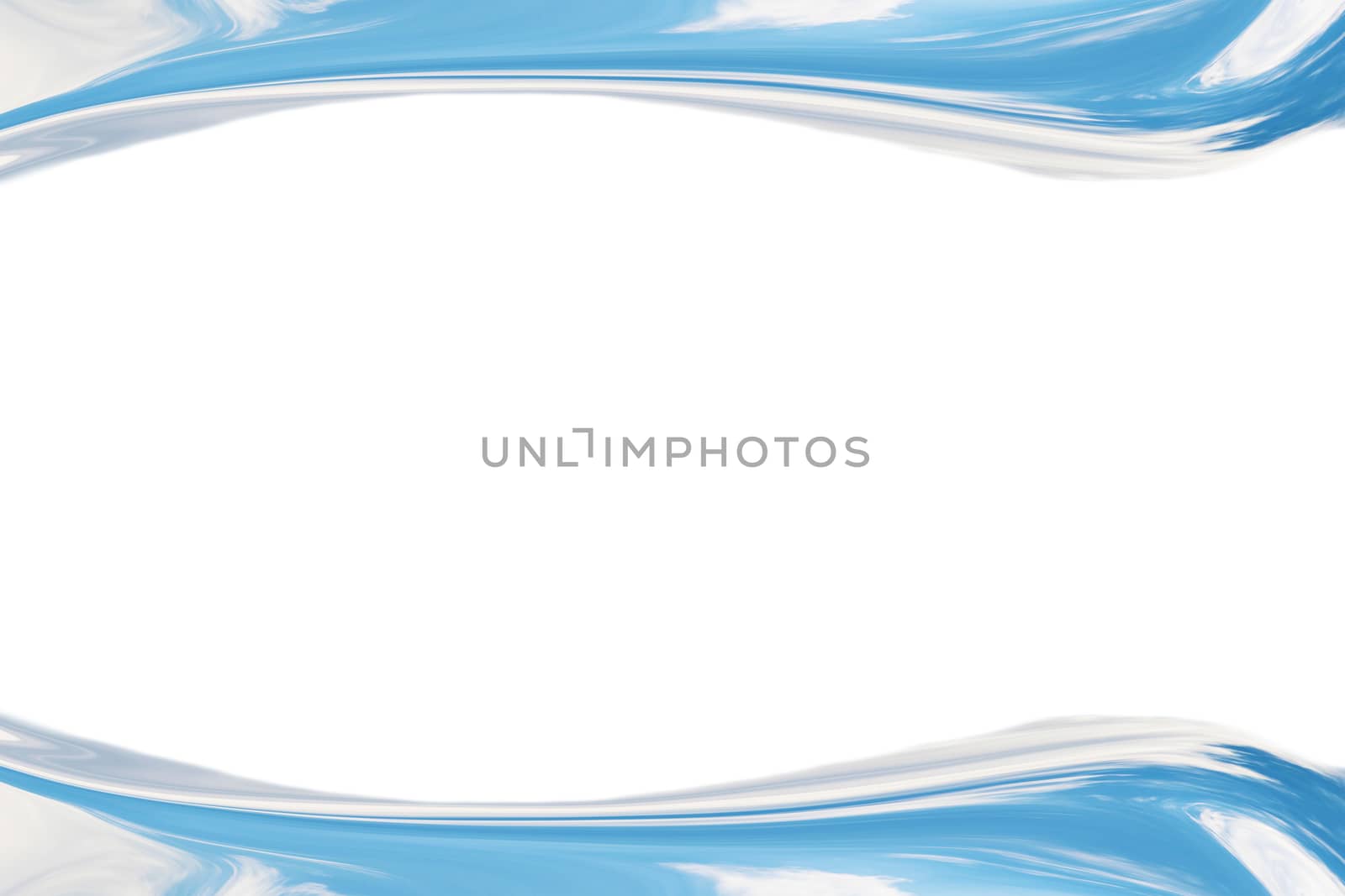 abstract border blue wave ocean and white bubble white background