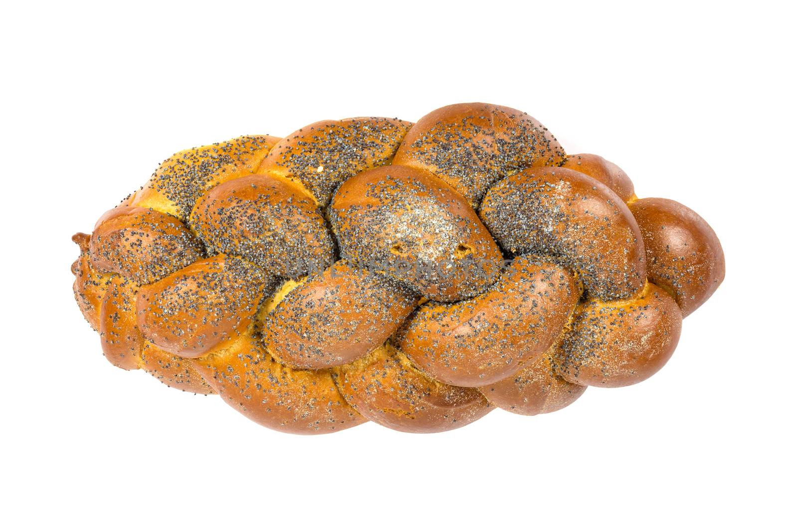 Fresh whole challah bread isolated on white background with clipping path