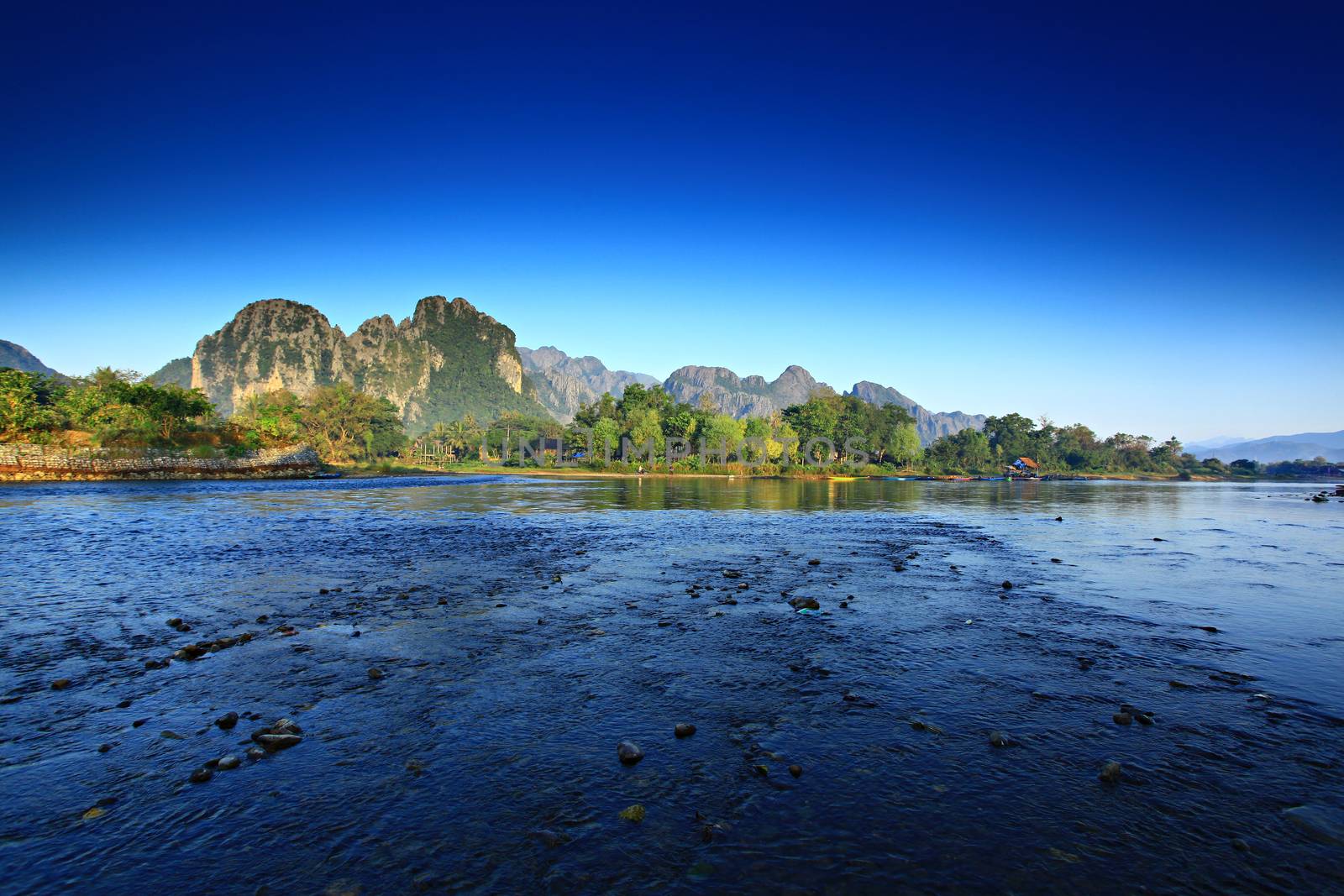 Beautiful landscape on the Nam Song River in Vang Vieng, Laos