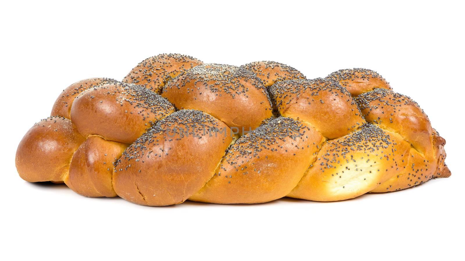 Fresh whole challah bread isolated on white background with clipping path