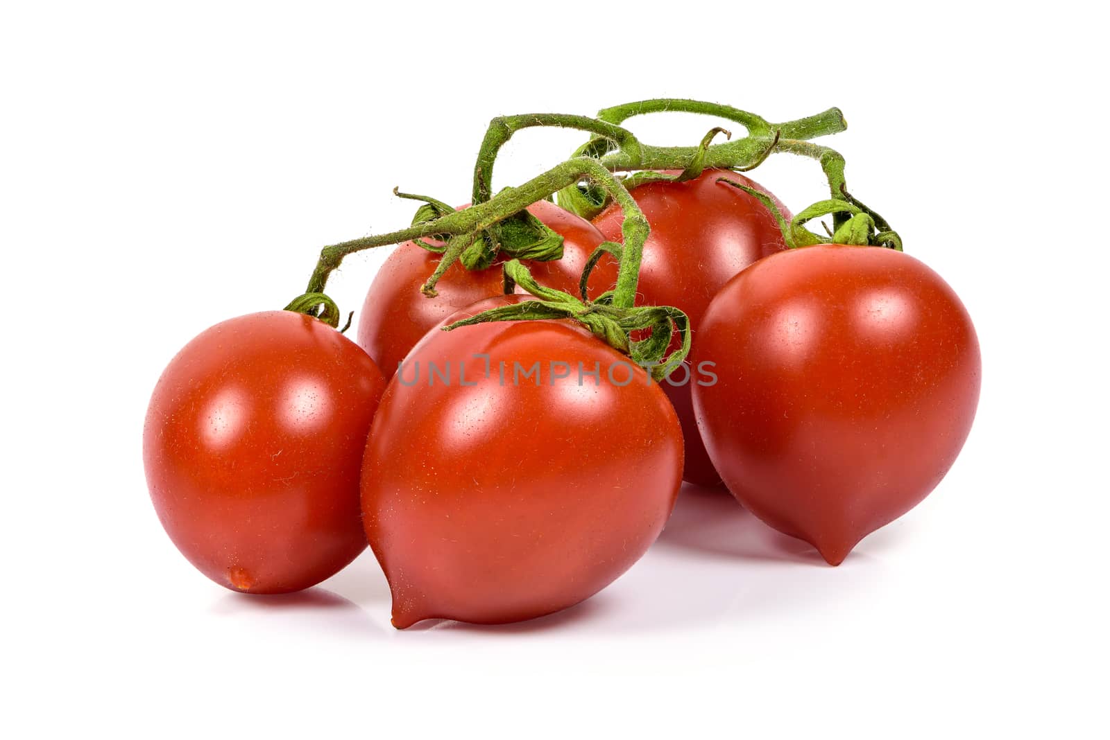 Bunch of cherry tomatoes isolated on white background