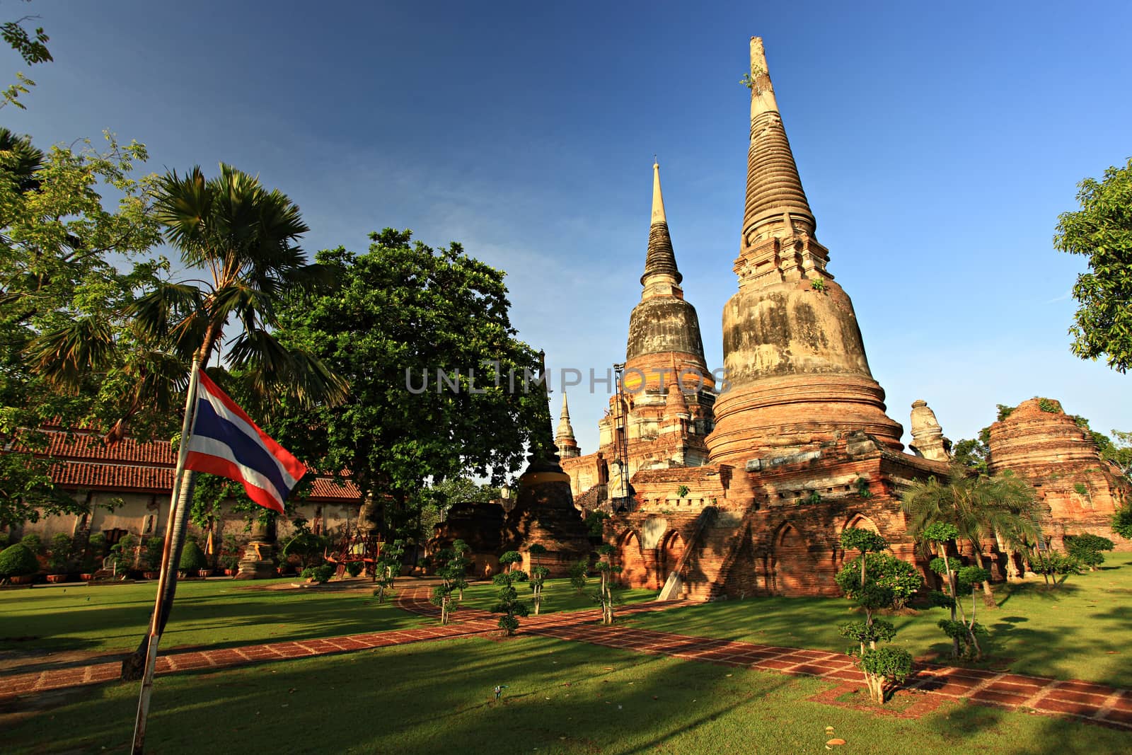 Phra Chedi Chaimongkhon, an ancient chedi pagoda at Wat Yai Chai Mongkhon Temple, a popular tourist destination in Phra Nakhon Si Ayutthaya province, Thailand