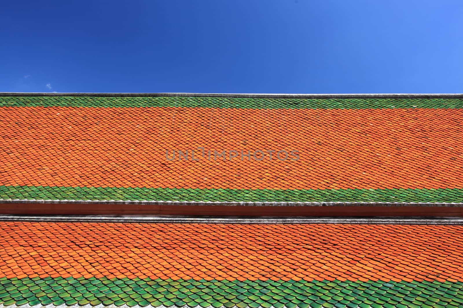 Roof of the temple at Wat Phra Chetuphon Vimolmangklararm in Bangkok, Thailand