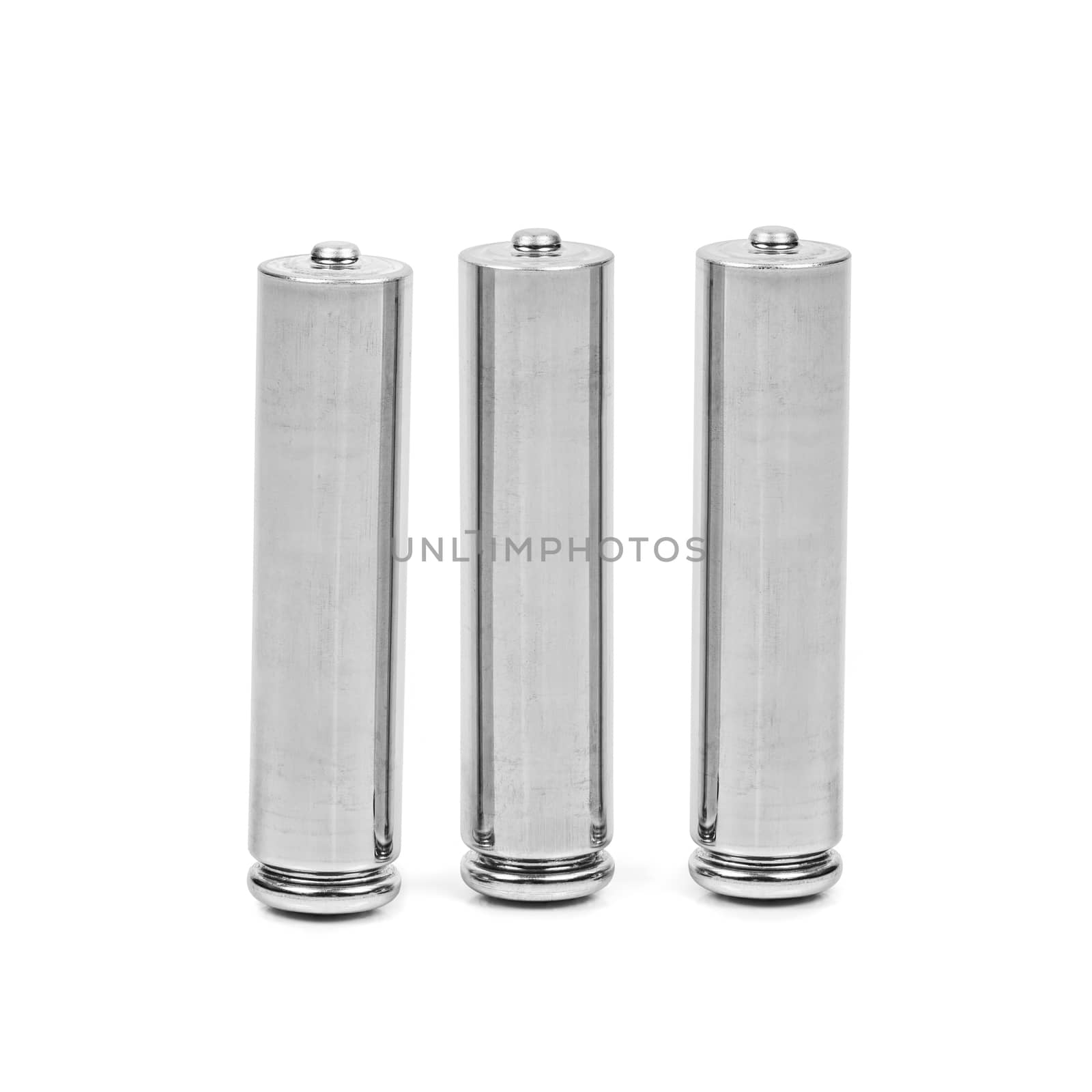 Three AAA batteries on white background by mkos83