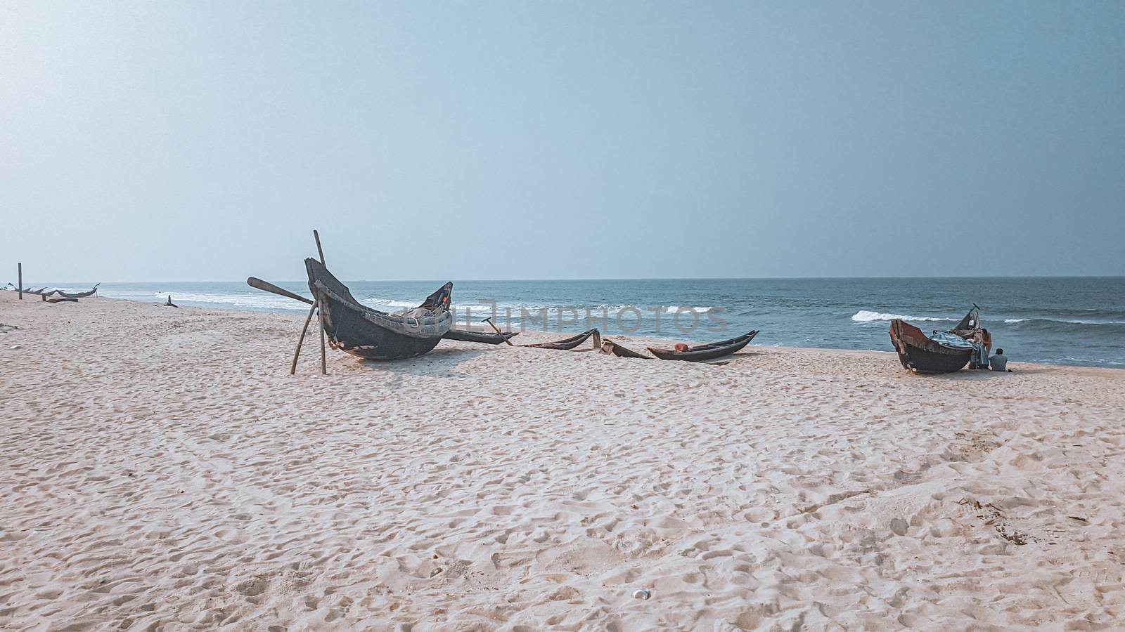 Vietnamese Fishing Boats moored at the beach by Sonnet15