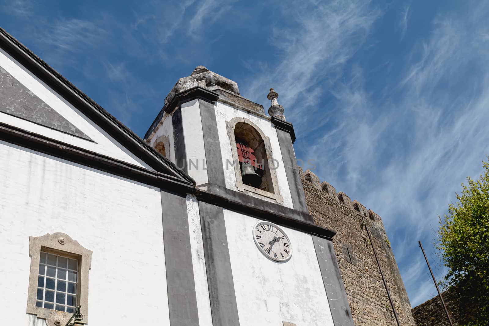 architectural detail of the Church of St. James (Igreja de Santiago) in Obidos, Portugal