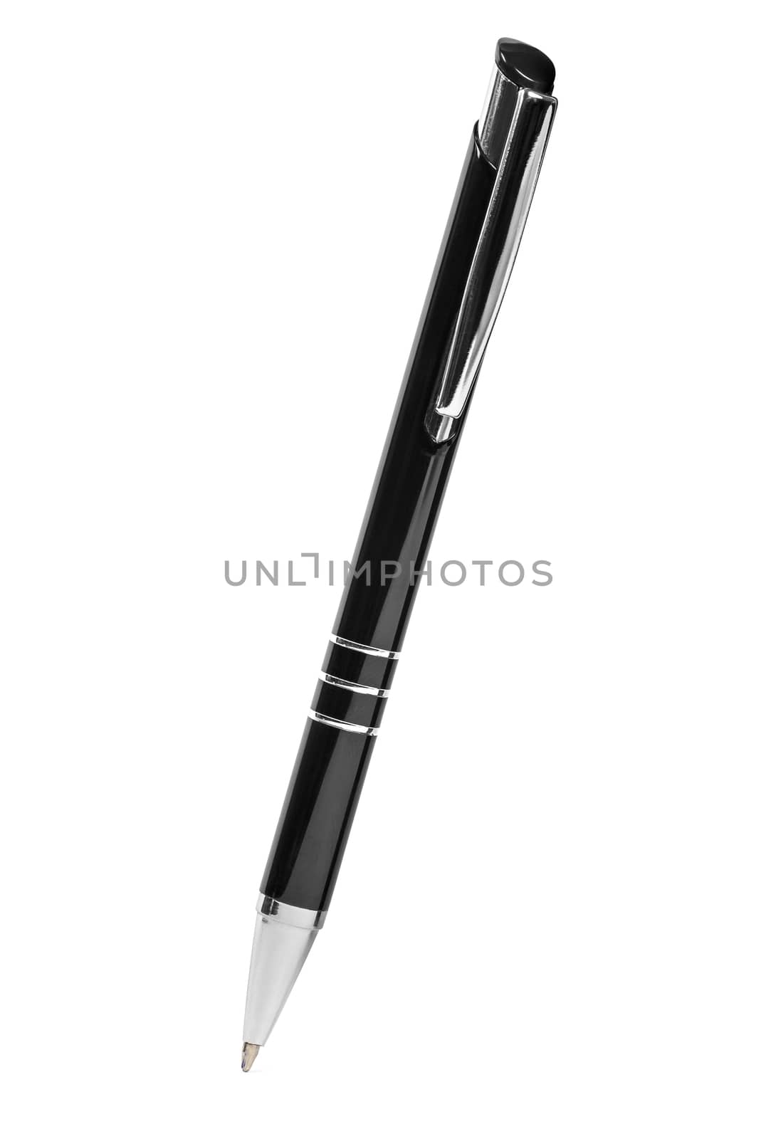 Black ballpoint isolated on white background with clipping path