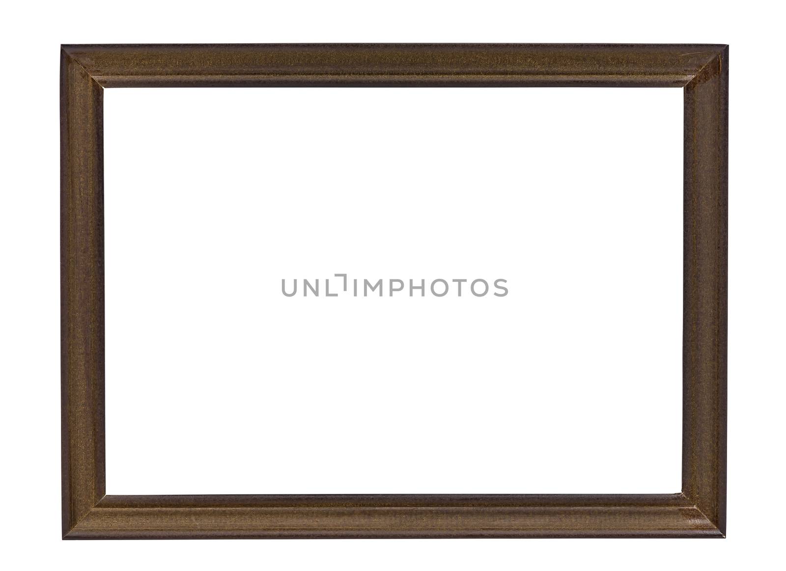 Brown wooden picture frame on white background by mkos83