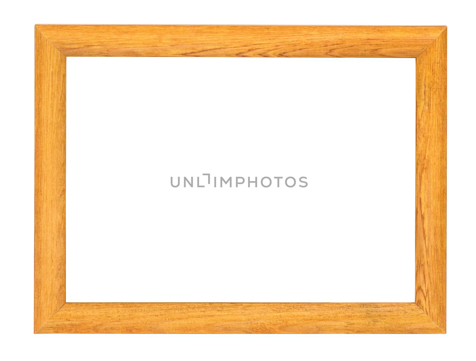 Wooden picture frame isolated on white background with clipping path