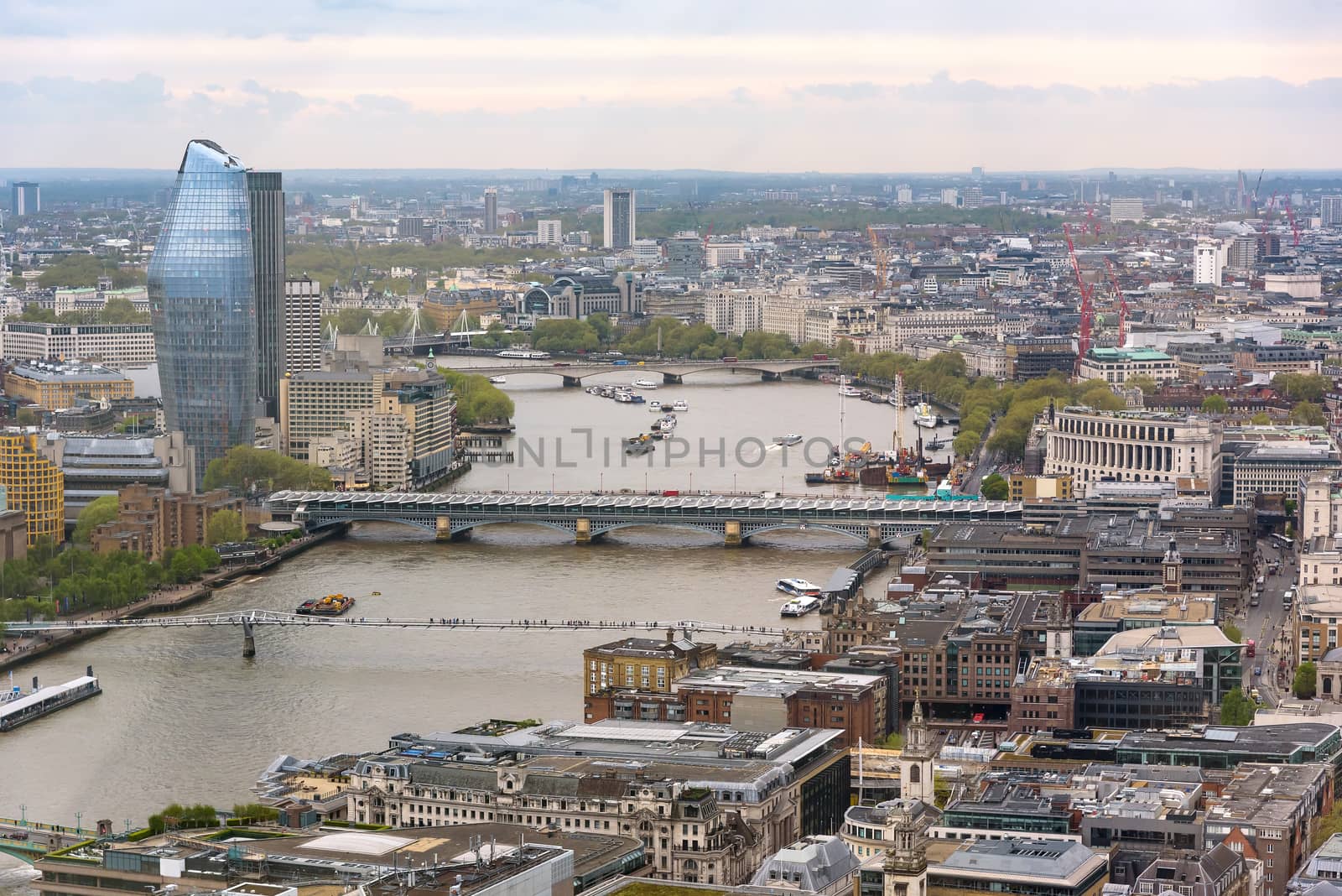 Aerial view of Thames river in London by mkos83