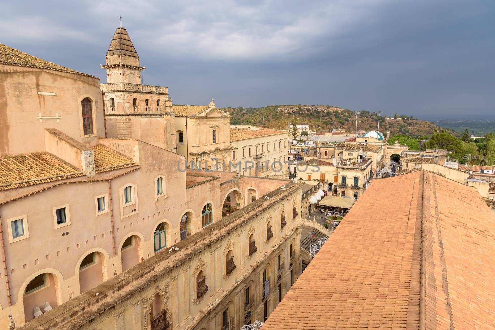 Aerial view of Noto town, Sicily, Italy