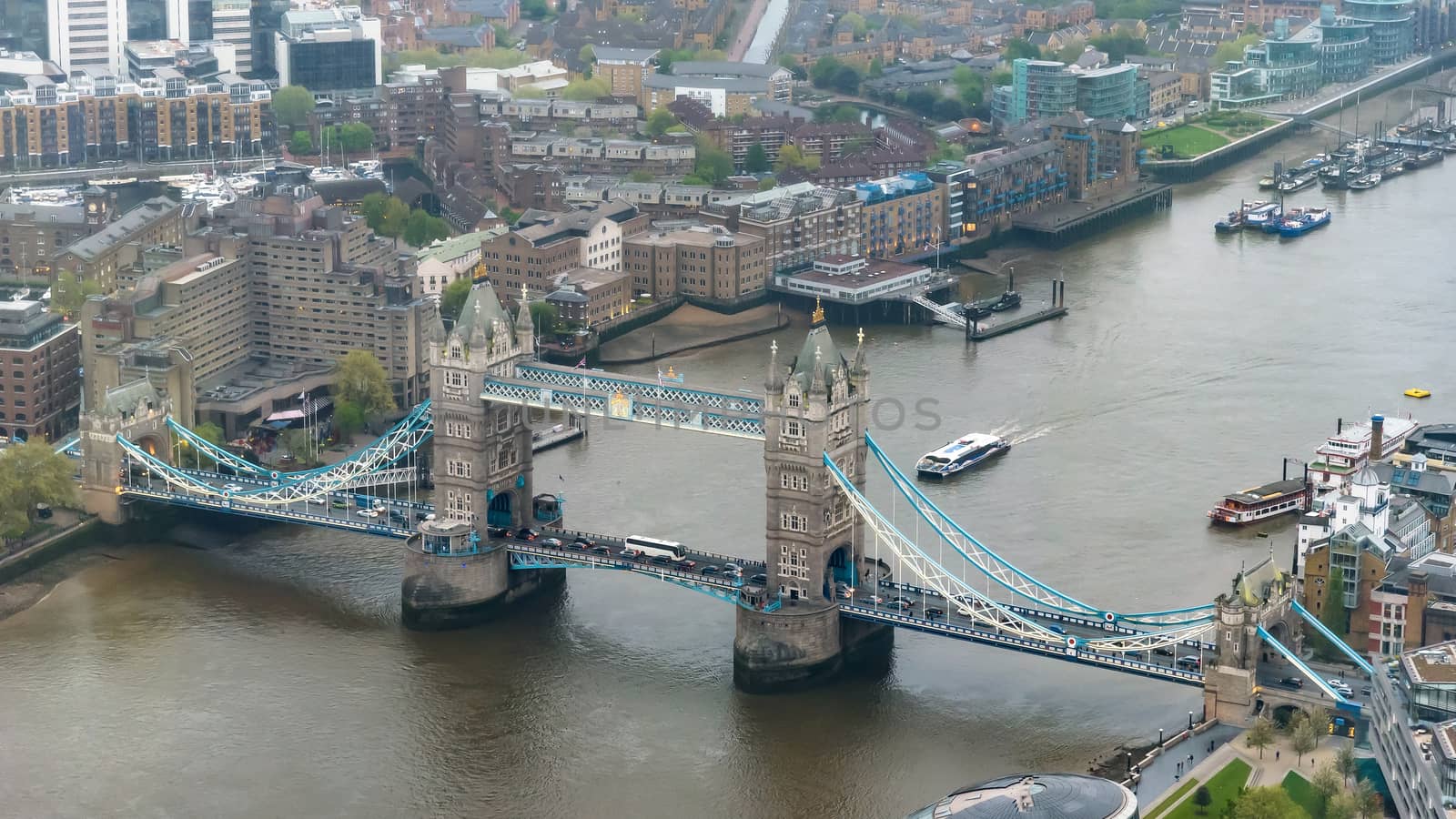 Aerial view of Tower Bridge in London by mkos83