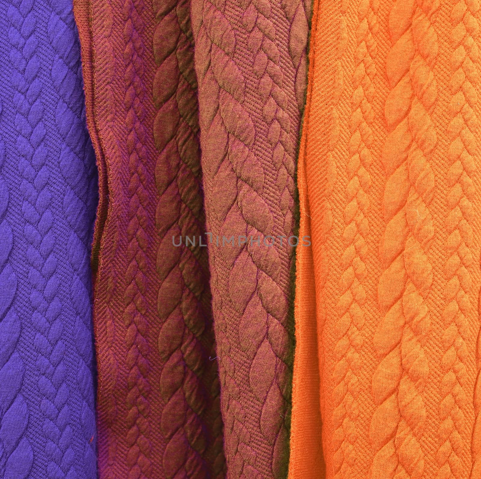 Detailed close up view on samples of cloth and fabrics in differ by MP_foto71