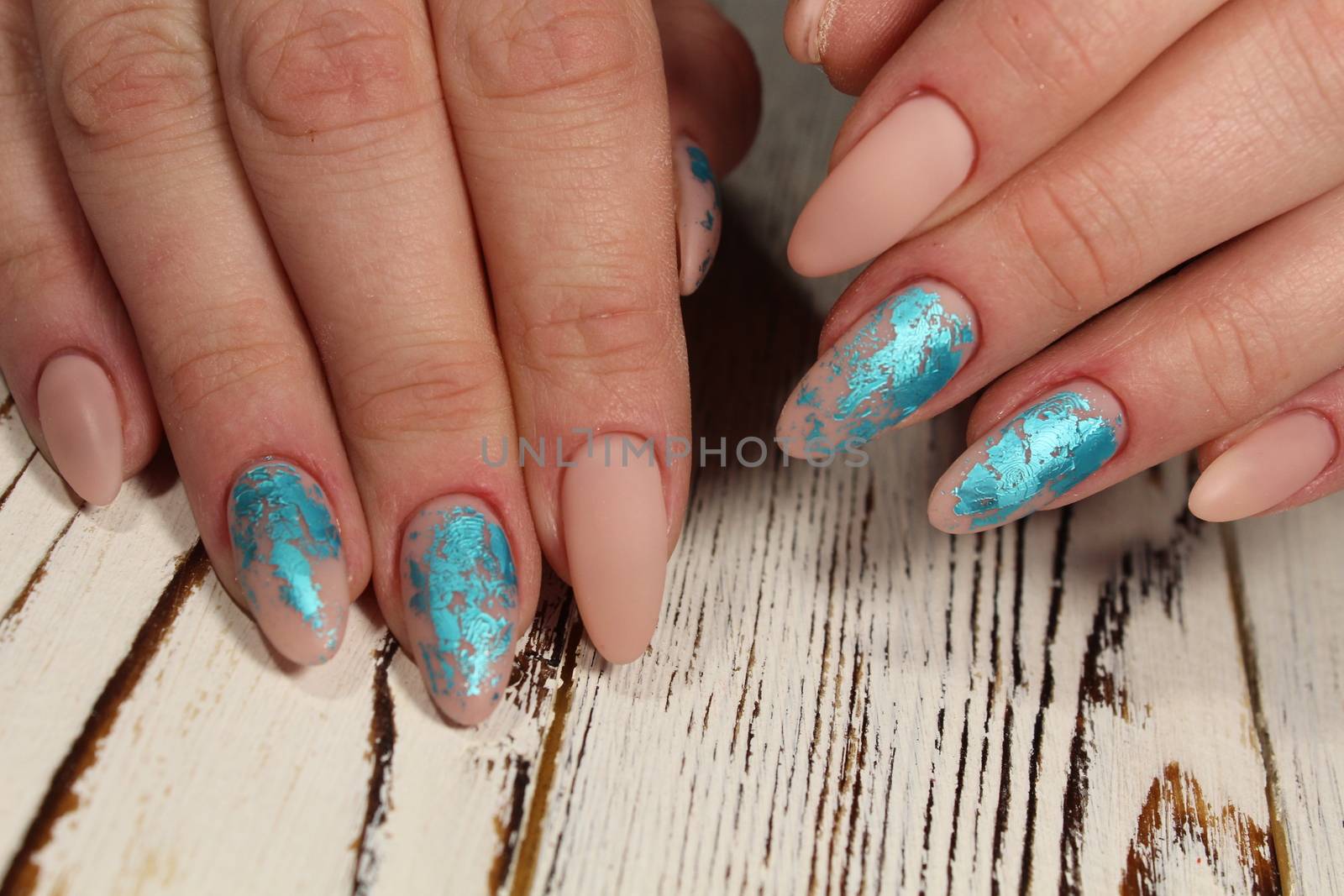 Christmas design manicure with snowflakes. by SmirMaxStock