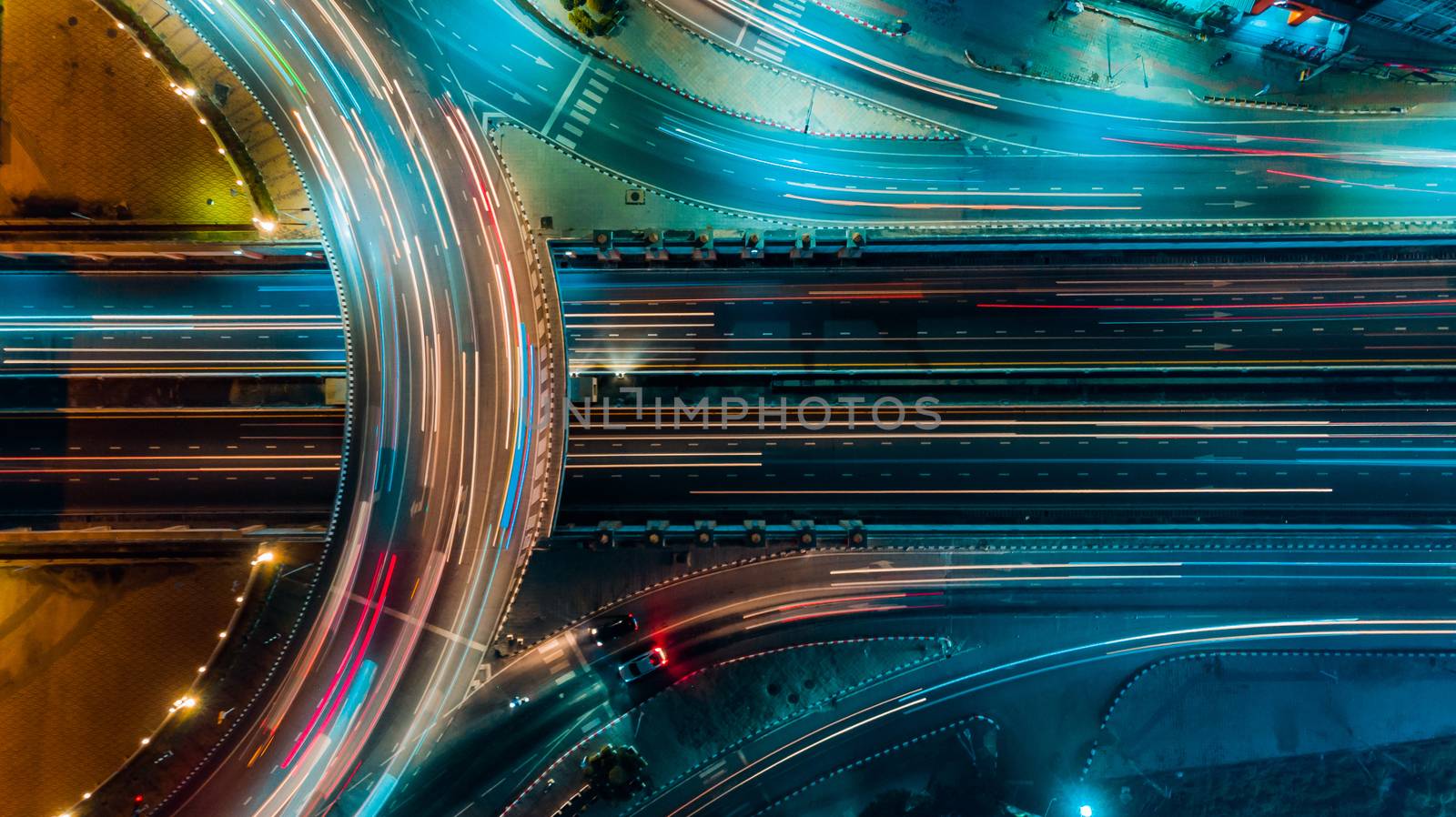 Expressway top view, Road traffic an important infrastructure by PlottyPhoto