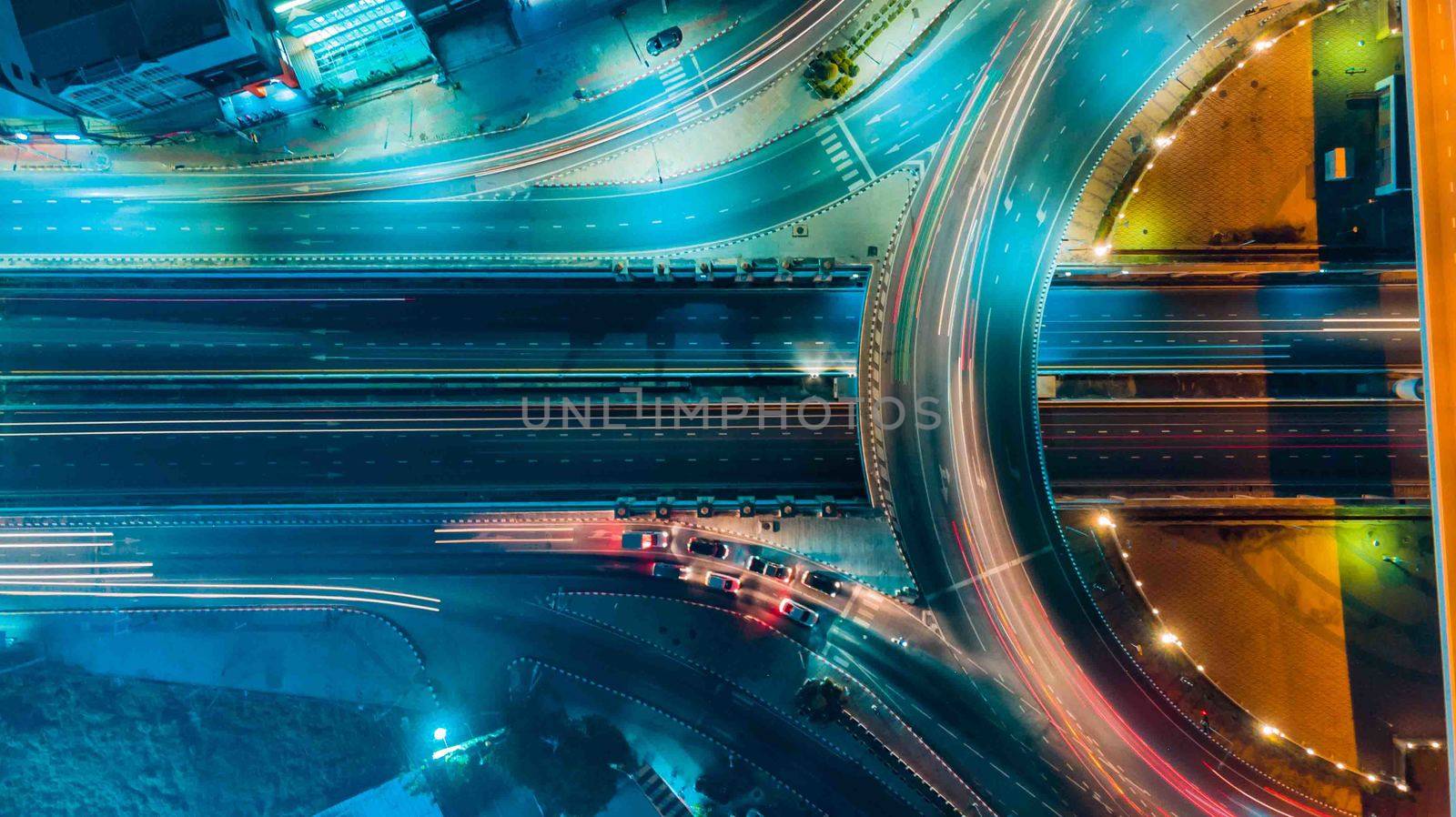 Expressway top view, Road traffic an important infrastructure by PlottyPhoto