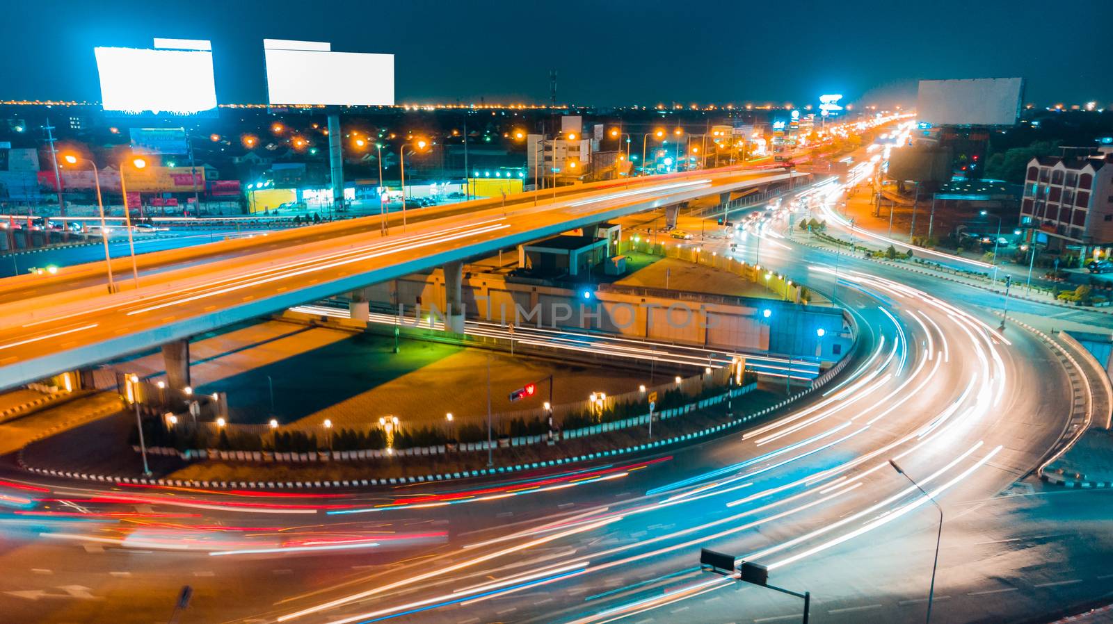 Expressway top view, Road traffic an important infrastructure by PlottyPhoto