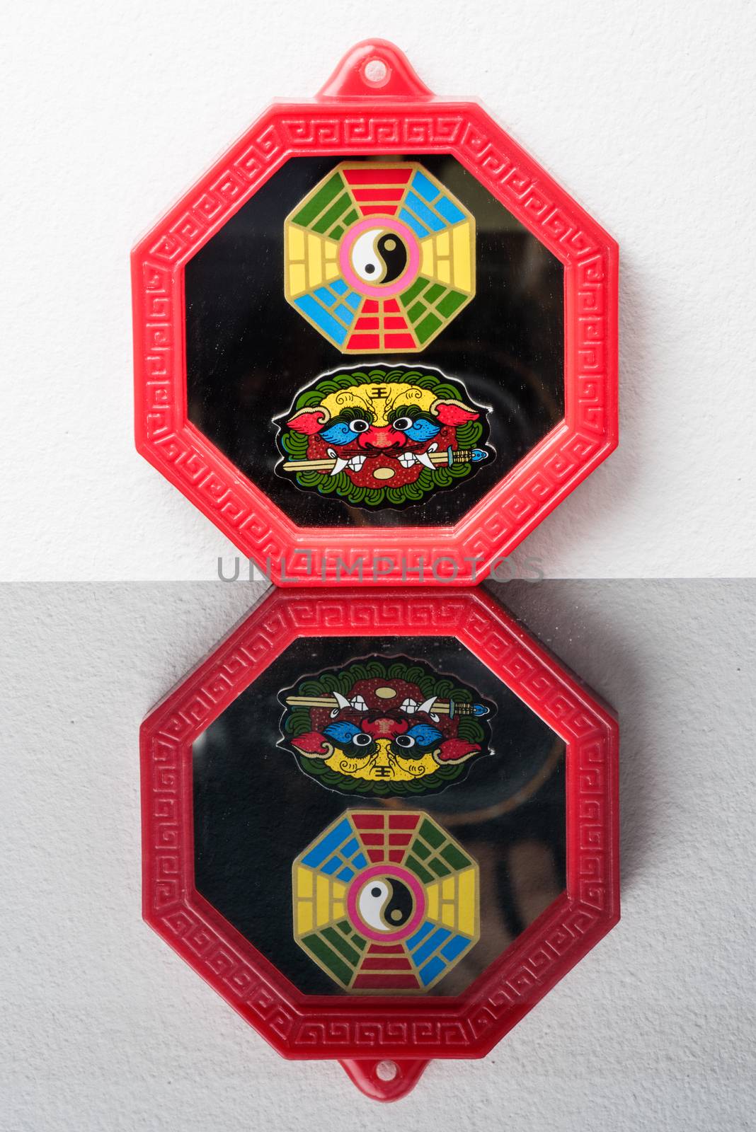 Octagon mirror or Feng Shui Bagua Mirror, Chinese use to repel negative energy.